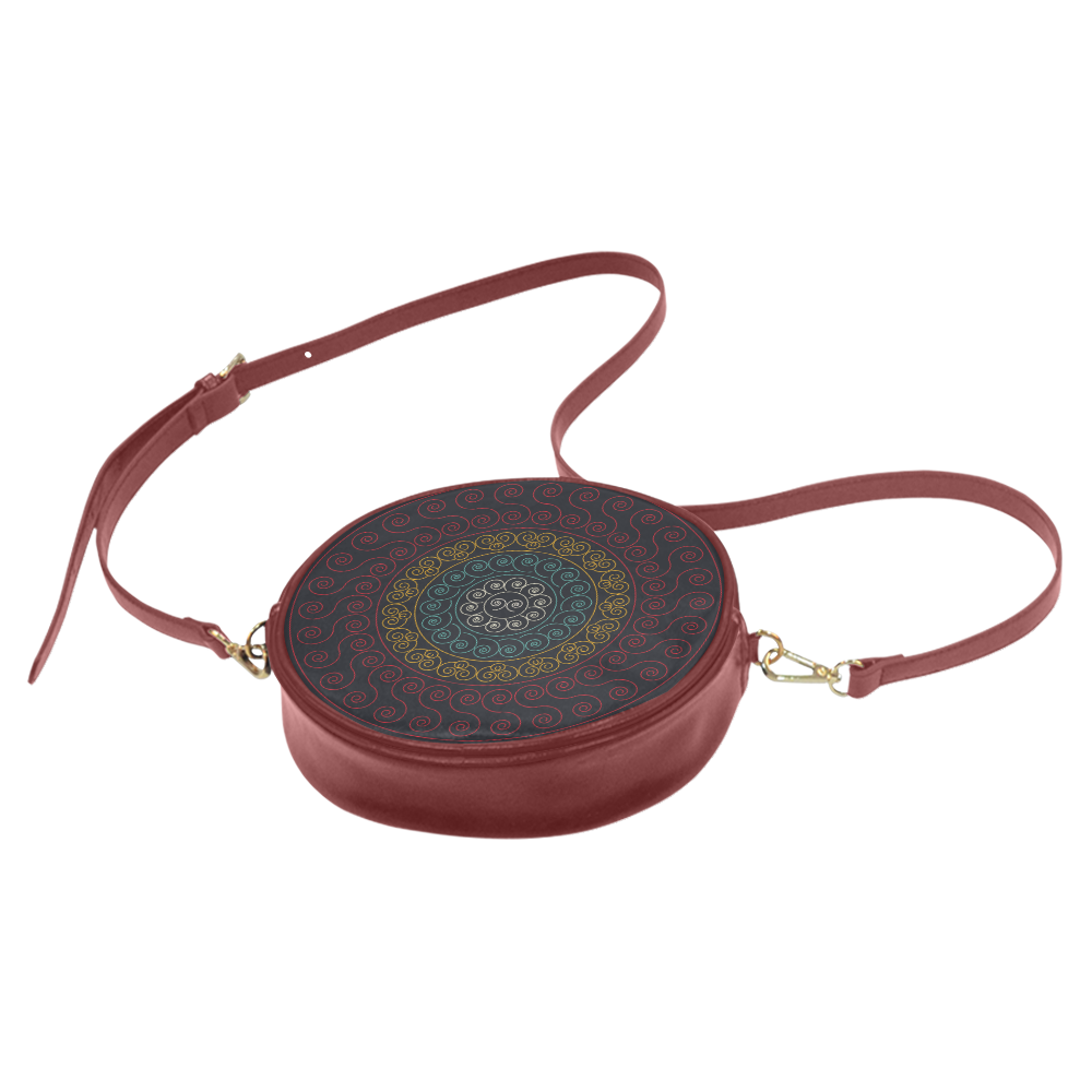 simply circular design mandala Round Sling Bag (Model 1647)