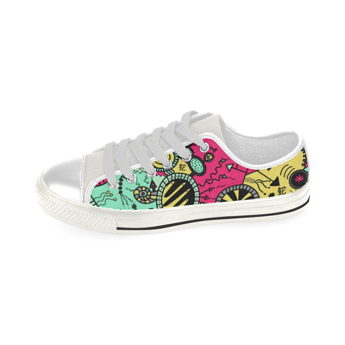 Comic Doodle Illustration in Colour Low Top Canvas Shoes for Kid (Model 018)