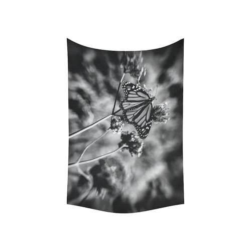 Monarch - Black and White Cotton Linen Wall Tapestry 60"x 40"
