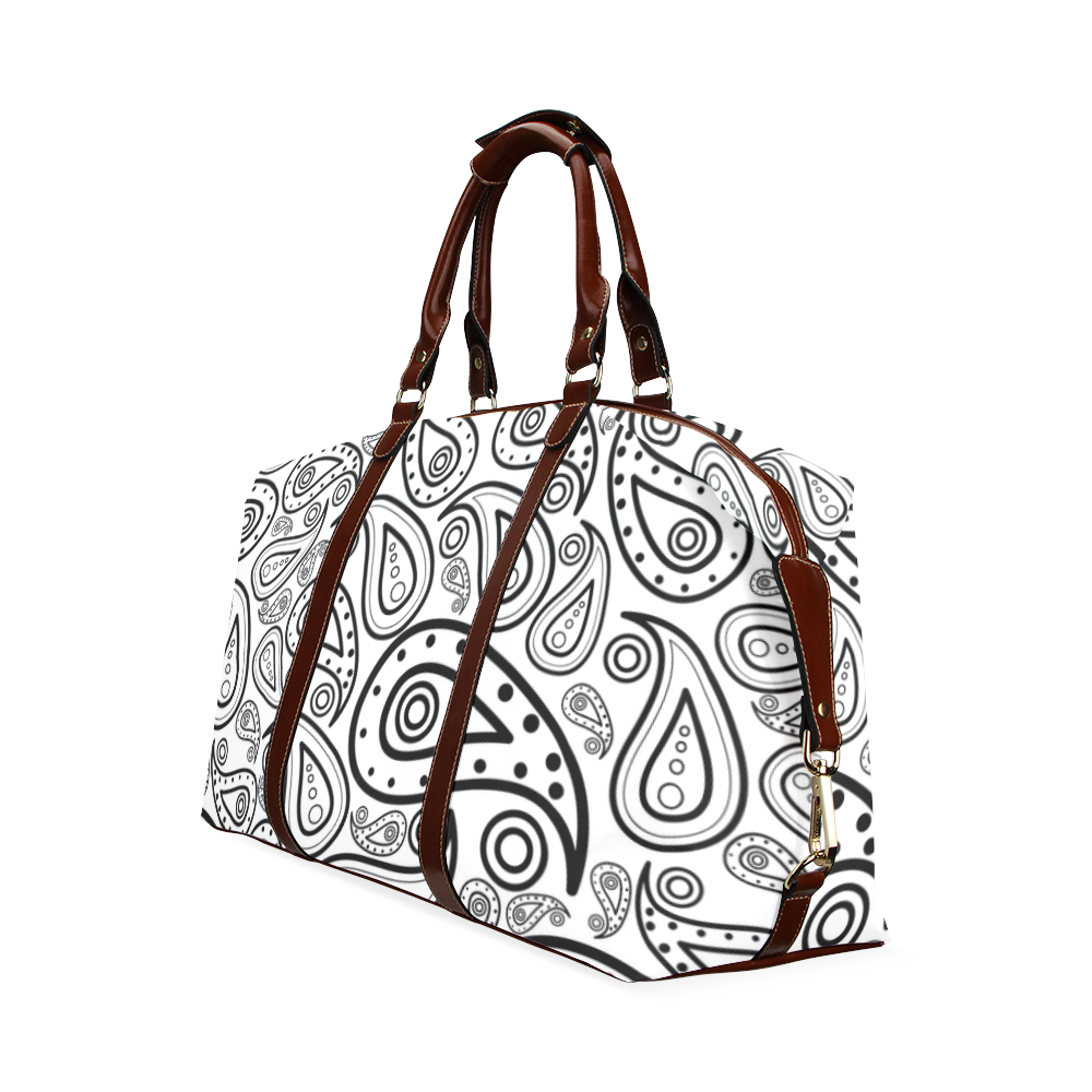 black and white paisley Classic Travel Bag (Model 1643) Remake