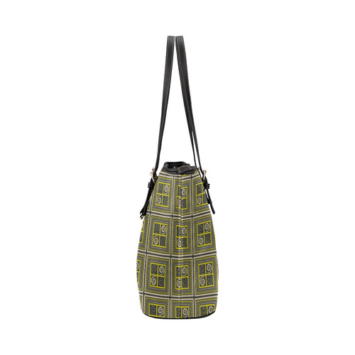 African Fabric Leather Tote Bag/Large (Model 1651)
