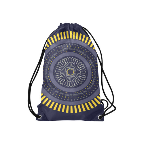 blue zen mandala circle Small Drawstring Bag Model 1604 (Twin Sides) 11"(W) * 17.7"(H)
