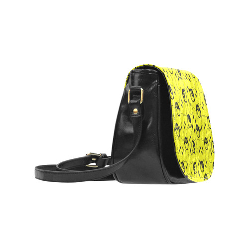 monkey tongue out on yellow Classic Saddle Bag/Small (Model 1648)