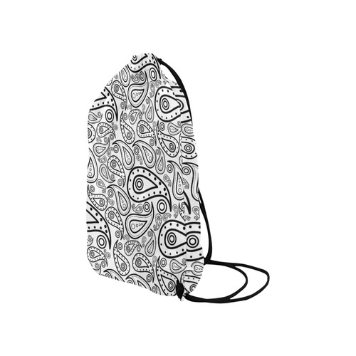 black and white paisley Small Drawstring Bag Model 1604 (Twin Sides) 11"(W) * 17.7"(H)