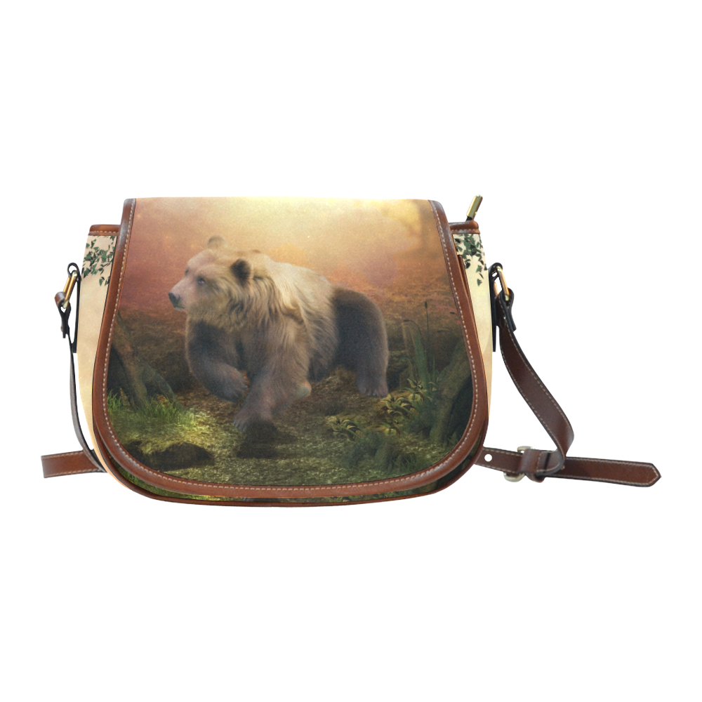 Awesome bear in the night Saddle Bag/Small (Model 1649) Full Customization