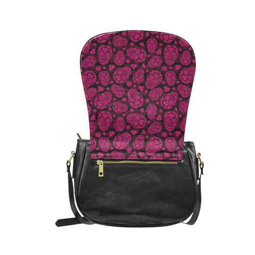 Sugar Skull Pattern - Pink Classic Saddle Bag/Large (Model 1648)