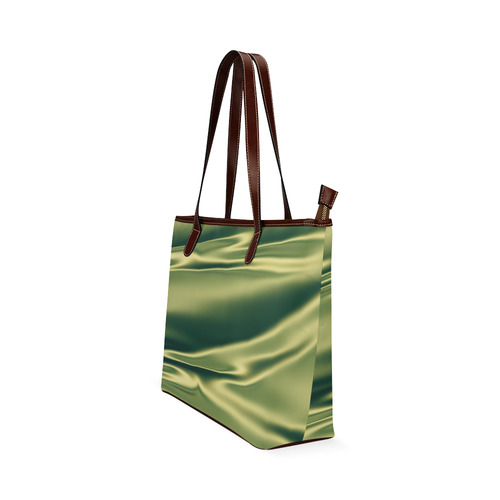 Green satin 3D texture Shoulder Tote Bag (Model 1646)