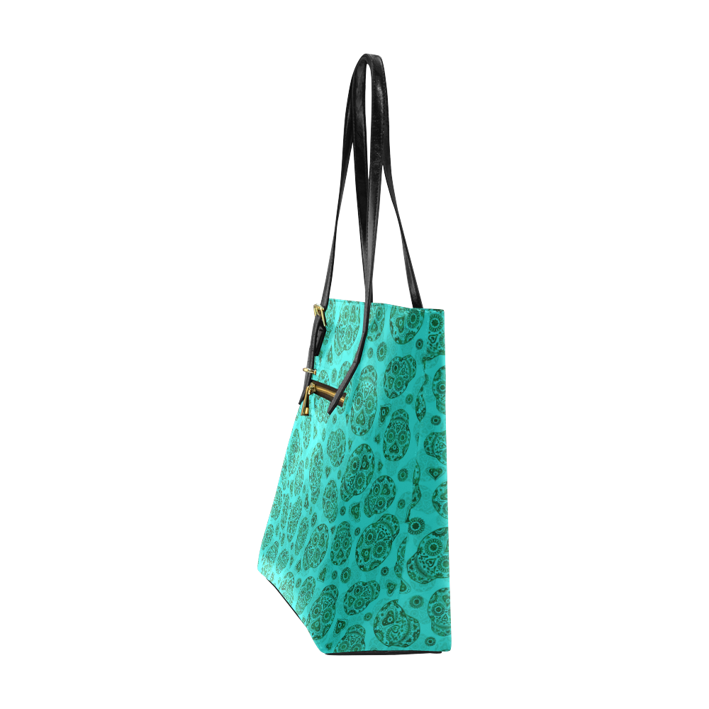 Sugar Skull Pattern - Teal Euramerican Tote Bag/Small (Model 1655)