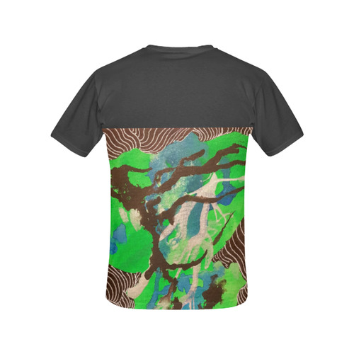 Green, Blue, Black and White Abstract All Over Print T-Shirt for Women (USA Size) (Model T40)