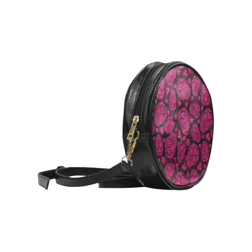 Sugar Skull Pattern - Pink Round Sling Bag (Model 1647)