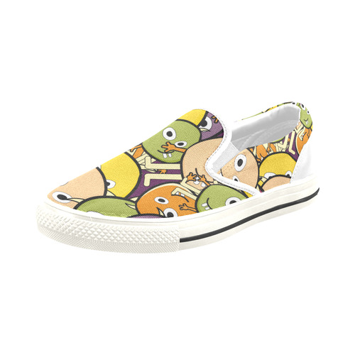 monster colorful doodle Slip-on Canvas Shoes for Kid (Model 019)