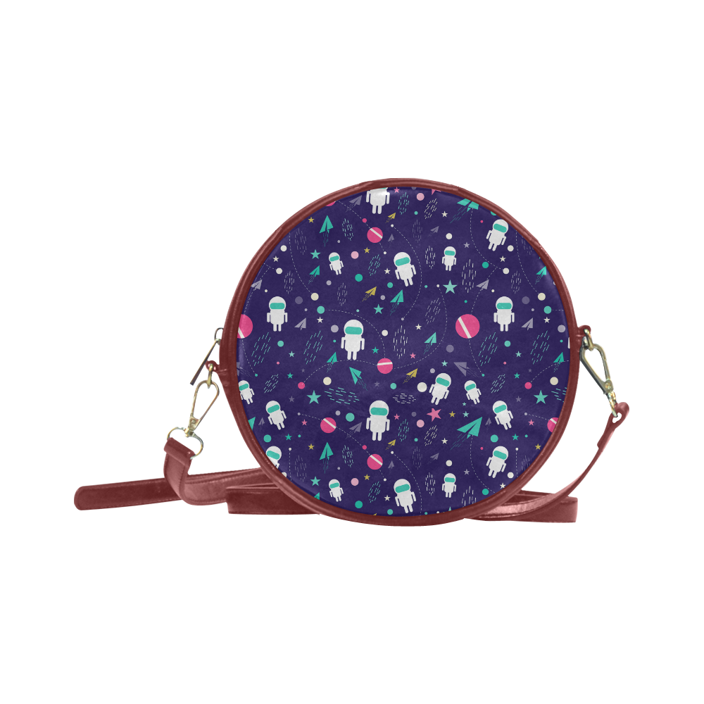 Cute Doodle Astronauts Round Sling Bag (Model 1647)