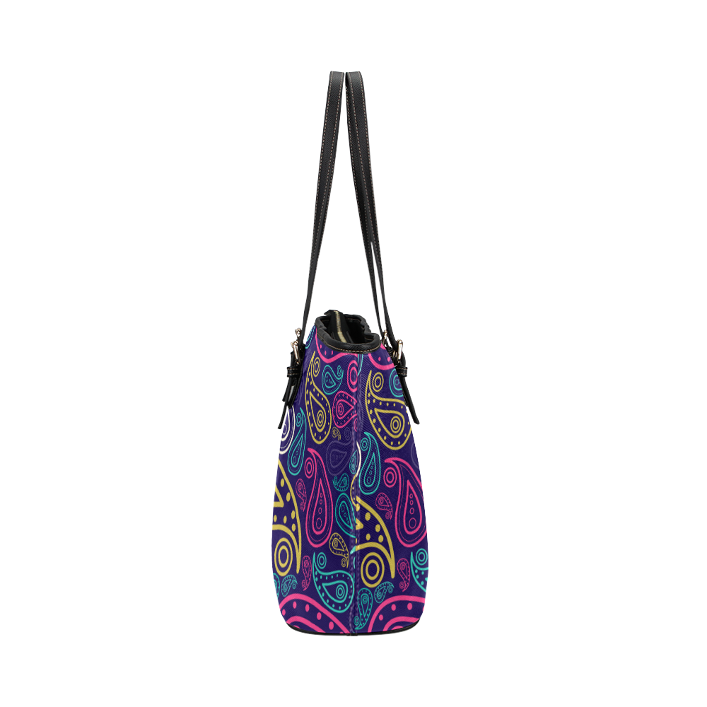 paisley Leather Tote Bag/Large (Model 1651)