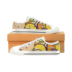 monster colorful doodle Low Top Canvas Shoes for Kid (Model 018)
