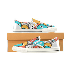 multicolor doodle monsters Slip-on Canvas Shoes for Kid (Model 019)