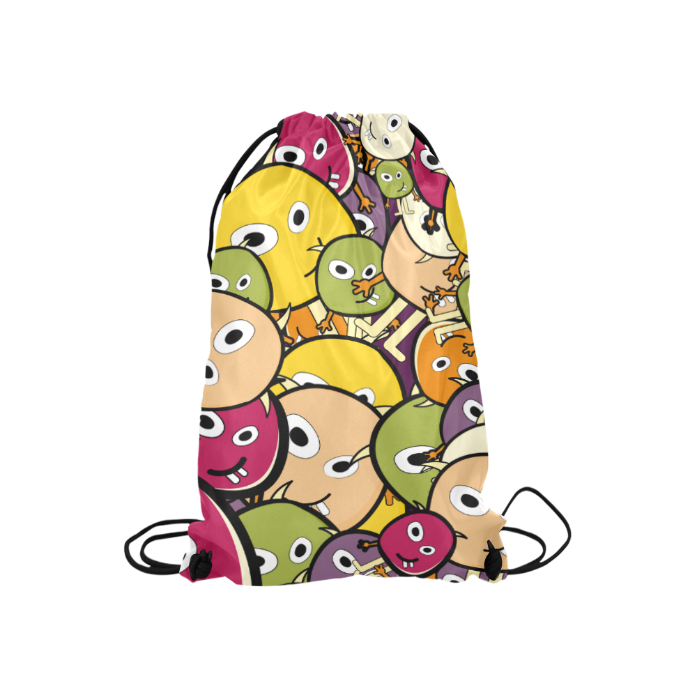monster colorful doodle Small Drawstring Bag Model 1604 (Twin Sides) 11"(W) * 17.7"(H)