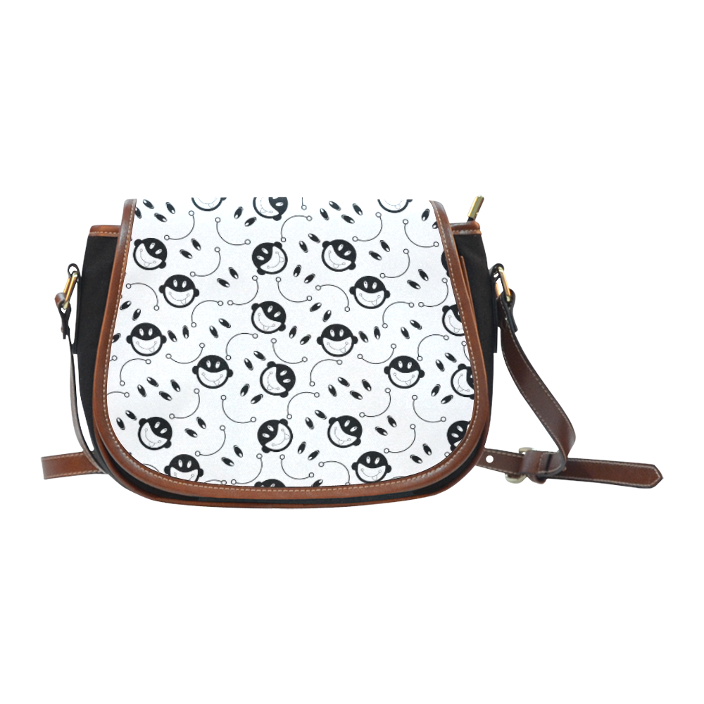 black and white funny monkeys Saddle Bag/Small (Model 1649)(Flap Customization)