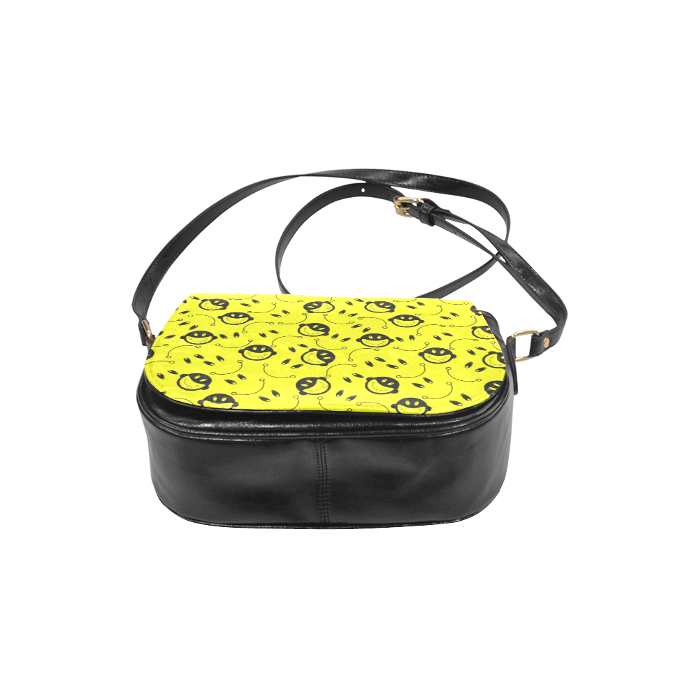 monkey tongue out on yellow Classic Saddle Bag/Small (Model 1648)