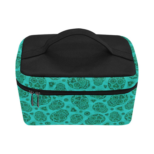 Sugar Skull Pattern - Teal Cosmetic Bag/Large (Model 1658)