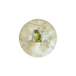 Sweet parrot with floral elements Round Coaster