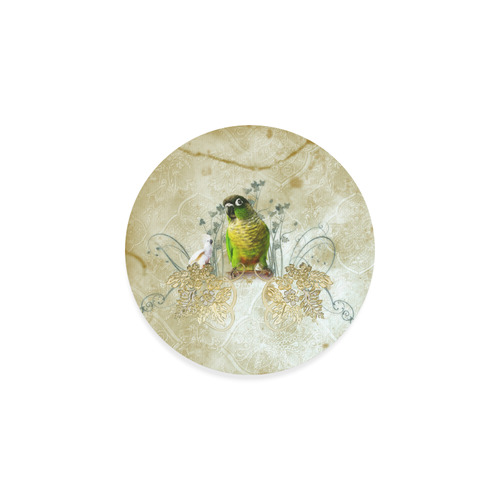 Sweet parrot with floral elements Round Coaster