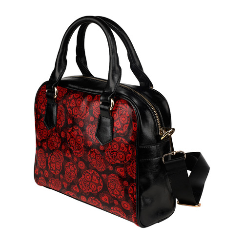 Sugar Skull Pattern - Red Shoulder Handbag (Model 1634)