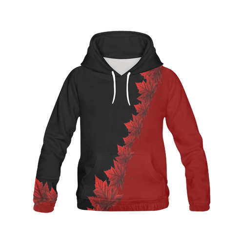 Canada Maple Leaf Hoodies Black Canada Hoodies All Over Print Hoodie for Men (USA Size) (Model H13)