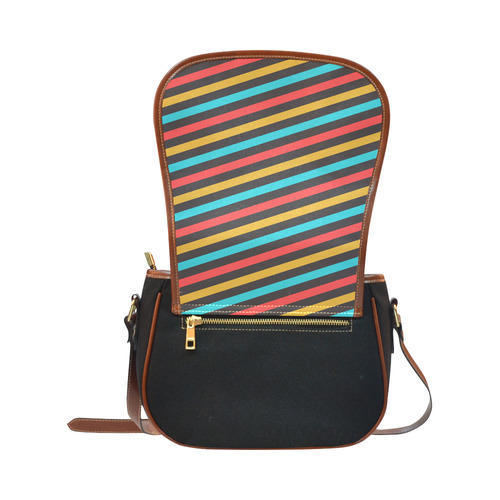 retro stripe Saddle Bag/Small (Model 1649)(Flap Customization)