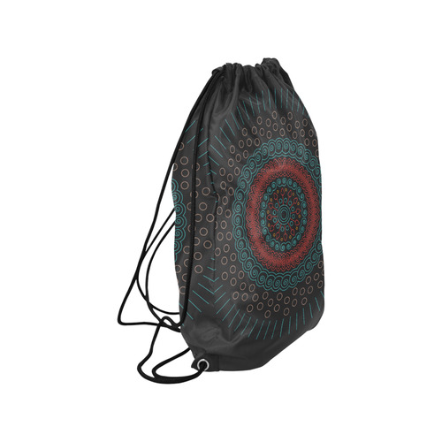 red with green mandala circular Small Drawstring Bag Model 1604 (Twin Sides) 11"(W) * 17.7"(H)