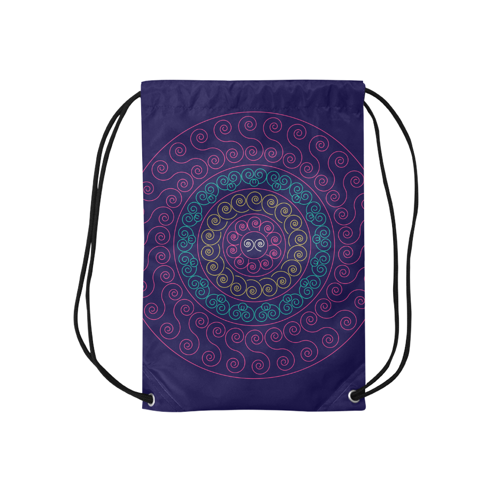 simply pink circular design mandala Small Drawstring Bag Model 1604 (Twin Sides) 11"(W) * 17.7"(H)