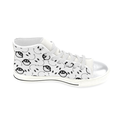 black and white funny monkeys High Top Canvas Shoes for Kid (Model 017)