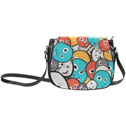 multicolor doodle monsters Classic Saddle Bag/Small (Model 1648)