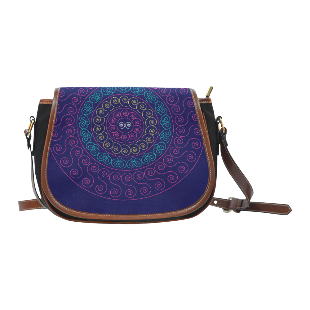 simply pink circular design mandala Saddle Bag/Small (Model 1649)(Flap Customization)