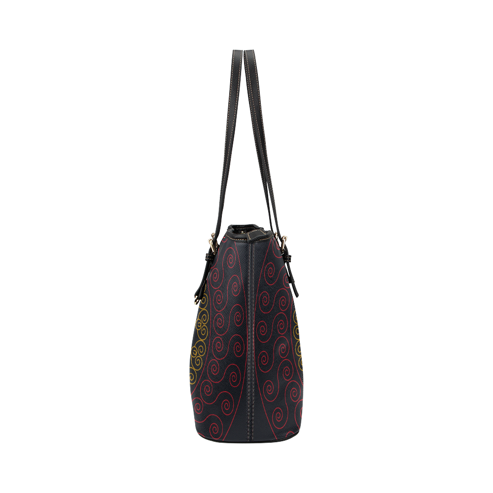 simply circular design mandala Leather Tote Bag/Small (Model 1651)