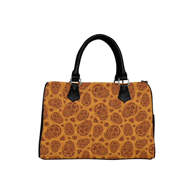 Sugar Skull Pattern - Gold Boston Handbag (Model 1621)