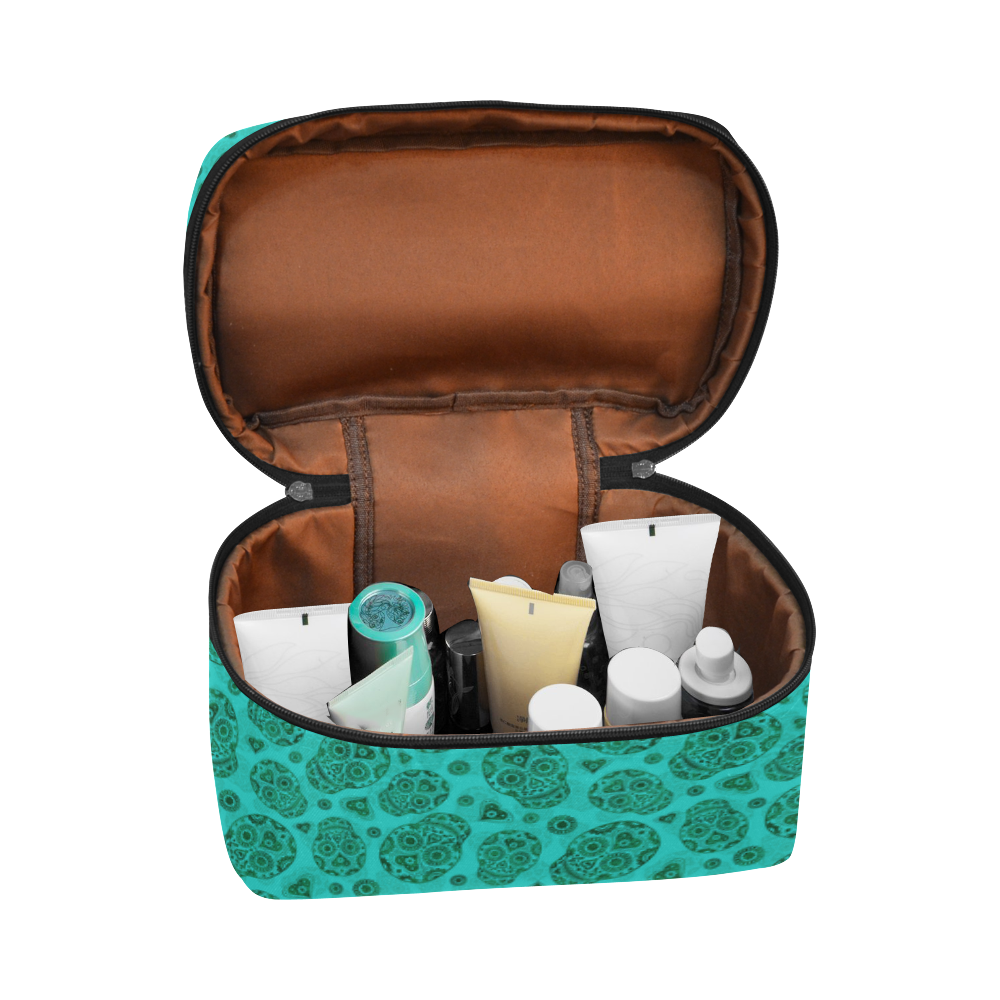 Sugar Skull Pattern - Teal Cosmetic Bag/Large (Model 1658)