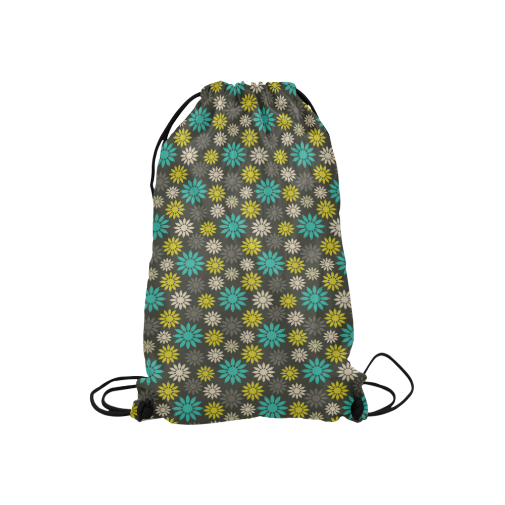 Symbolic Camomiles Floral Small Drawstring Bag Model 1604 (Twin Sides) 11"(W) * 17.7"(H)