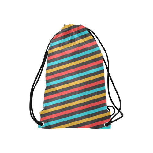 retro stripe Small Drawstring Bag Model 1604 (Twin Sides) 11"(W) * 17.7"(H)