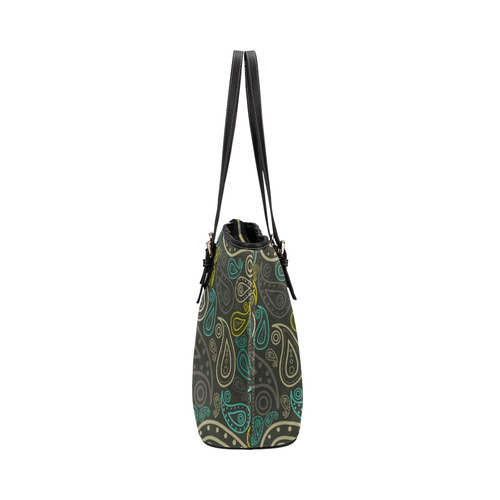 paisley art Leather Tote Bag/Large (Model 1651)