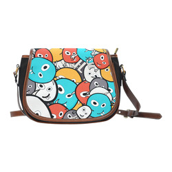 multicolor doodle monsters Saddle Bag/Small (Model 1649)(Flap Customization)