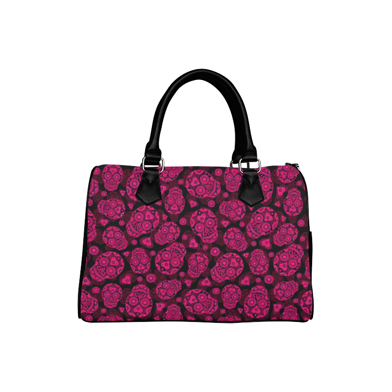Sugar Skull Pattern - Pink Boston Handbag (Model 1621)