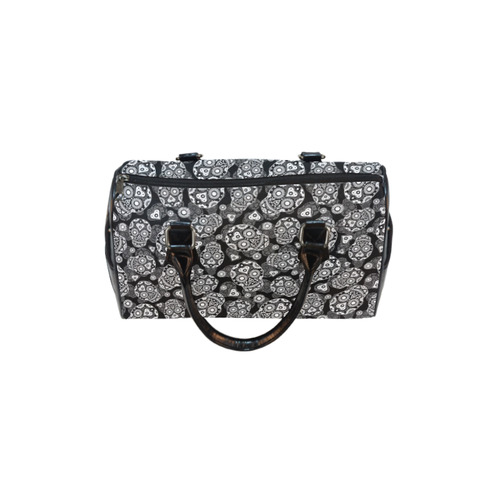 Sugar Skull Pattern - Black and White Boston Handbag (Model 1621)