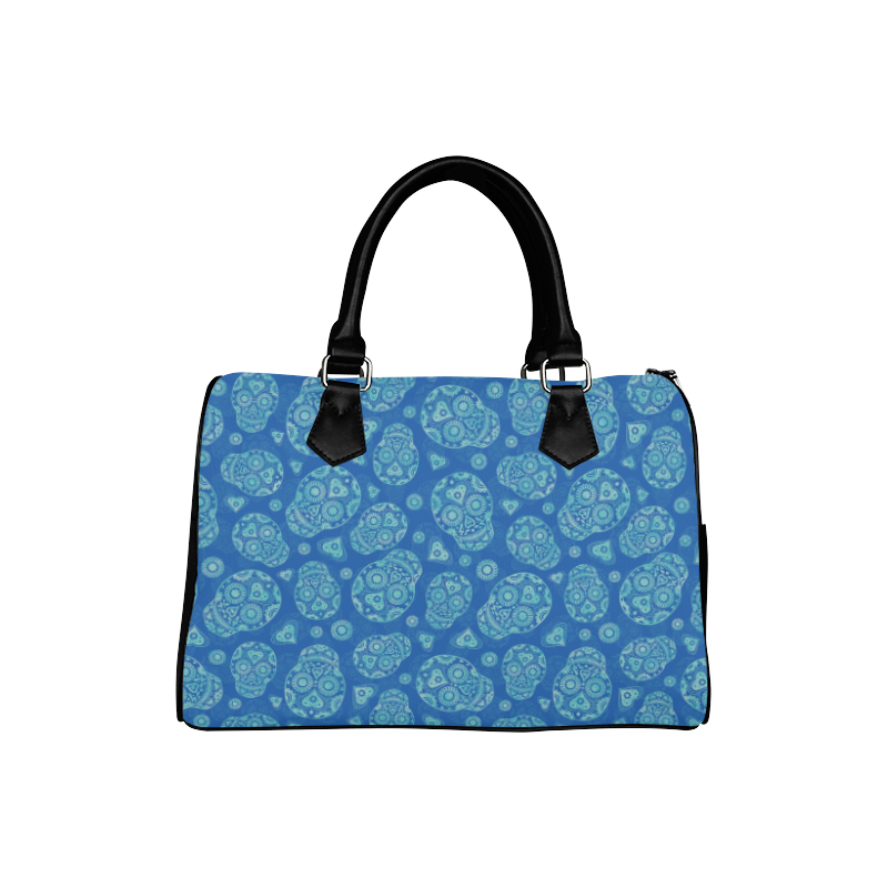 Sugar Skull Pattern - Blue Boston Handbag (Model 1621)