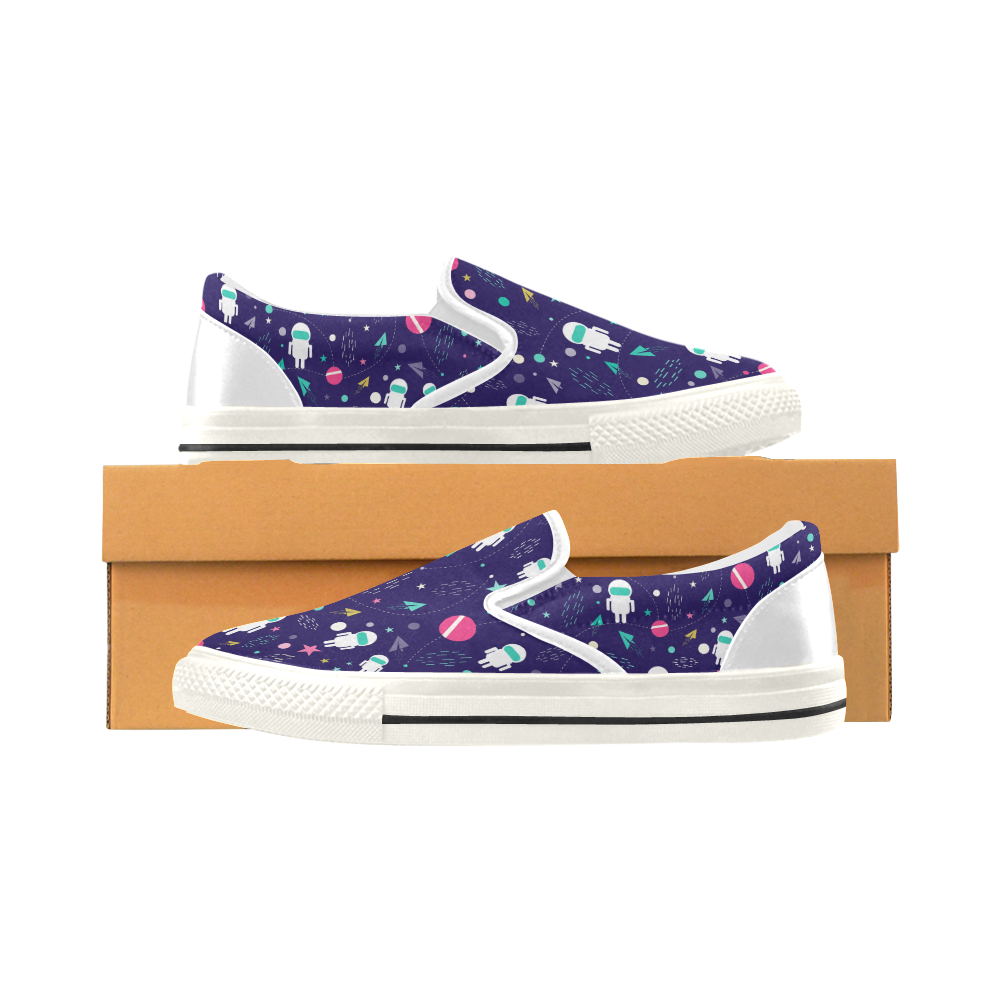 Cute Doodle Astronauts Slip-on Canvas Shoes for Kid (Model 019)