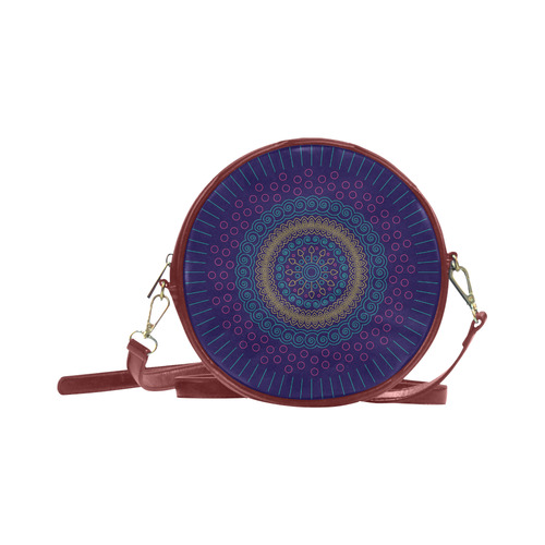 blue mandala circular Round Sling Bag (Model 1647)