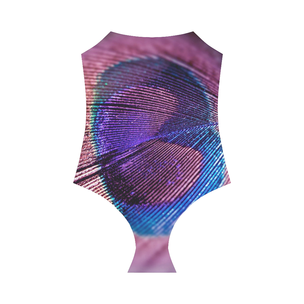 Purple Peacock Feather Strap Swimsuit ( Model S05)