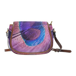 Purple Peacock Feather Saddle Bag/Large (Model 1649)