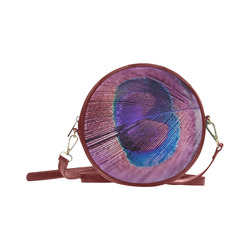 Purple Peacock Feather Round Sling Bag (Model 1647)