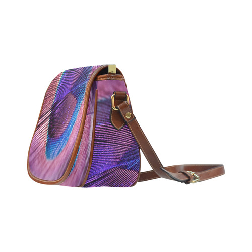Purple Peacock Feather Saddle Bag/Large (Model 1649)
