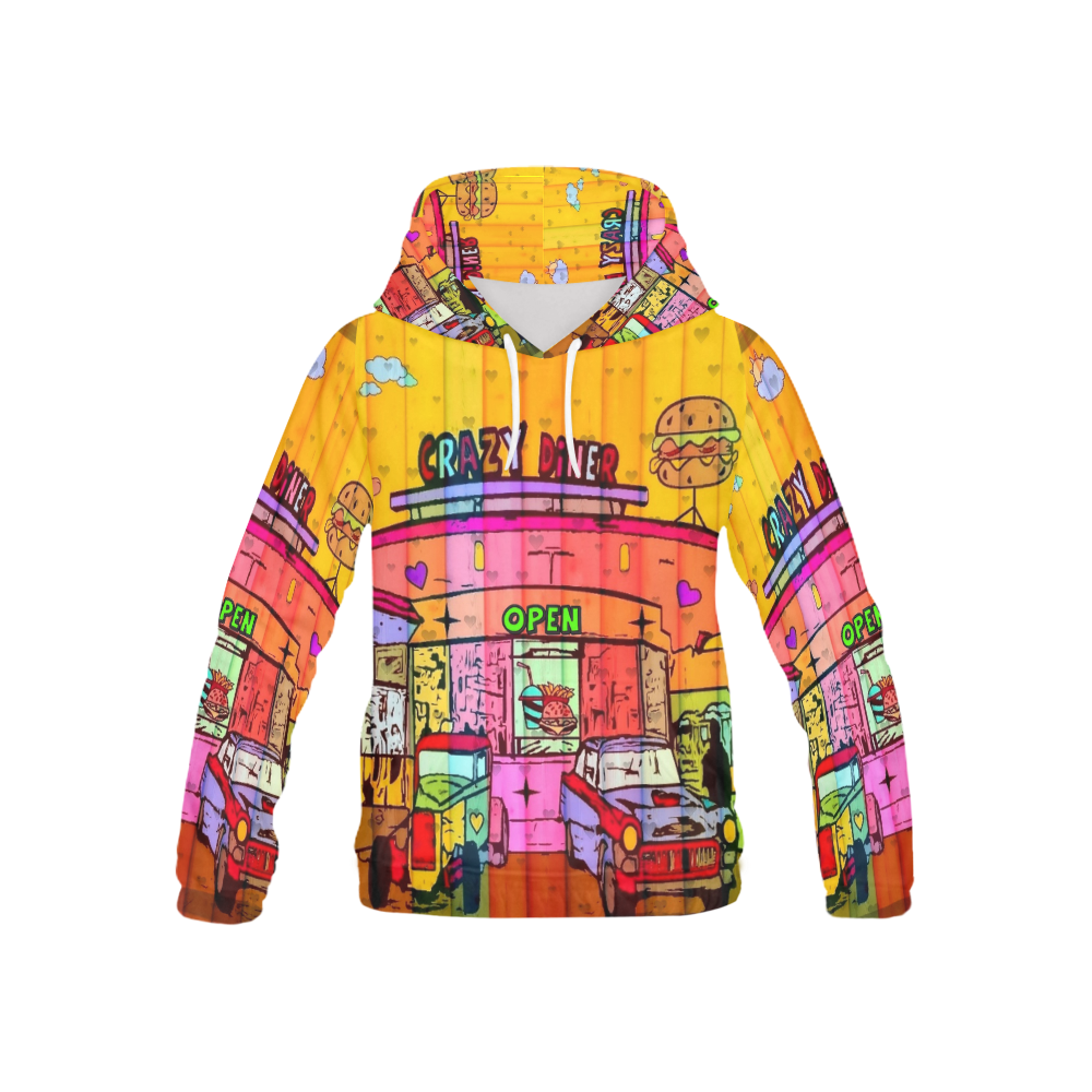 Crazy Diner by Nico Bielow All Over Print Hoodie for Kid (USA Size) (Model H13)